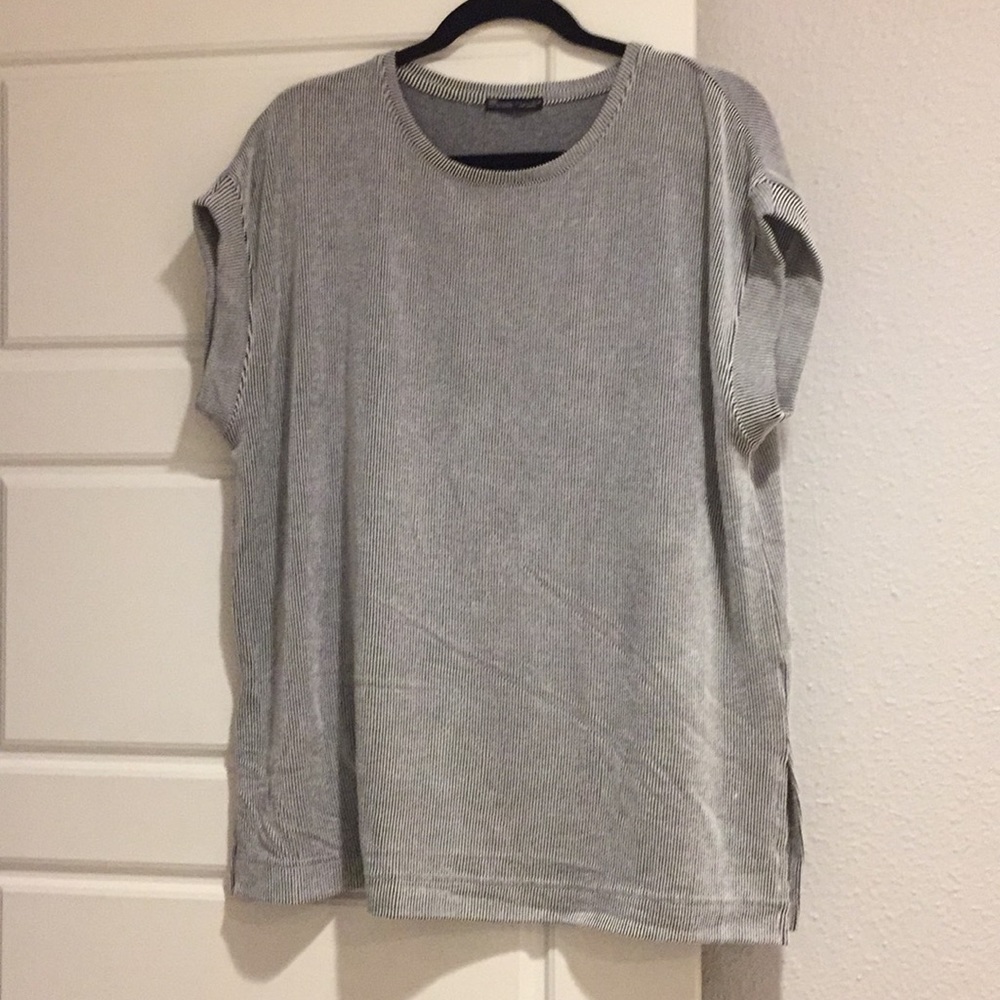 Zara, ribbed black and white stripe top, L